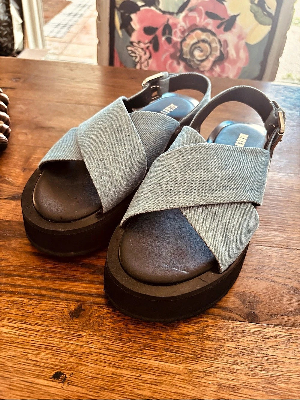 Maeve for Anthropologie The Chrissy Platform Sandals Blue & Black